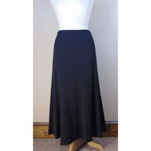 Eddie Bauer Long Black A-line Skirt Womens Size 14 Lined Side Zip Modest Career